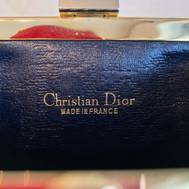 Dior クリスチャン ディオール トロッター柄 がま口ポーチ ネイビー極美品☆