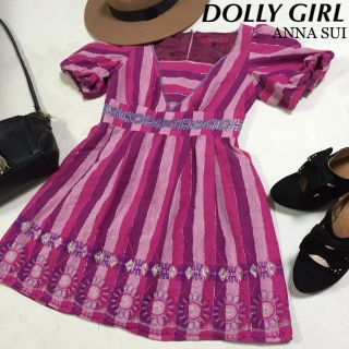 ドーリーガールバイアナスイ(DOLLY GIRL BY ANNA SUI)のアリス様専用 ANNA SUI ストライプ刺繍ワンピ(ミニワンピース)