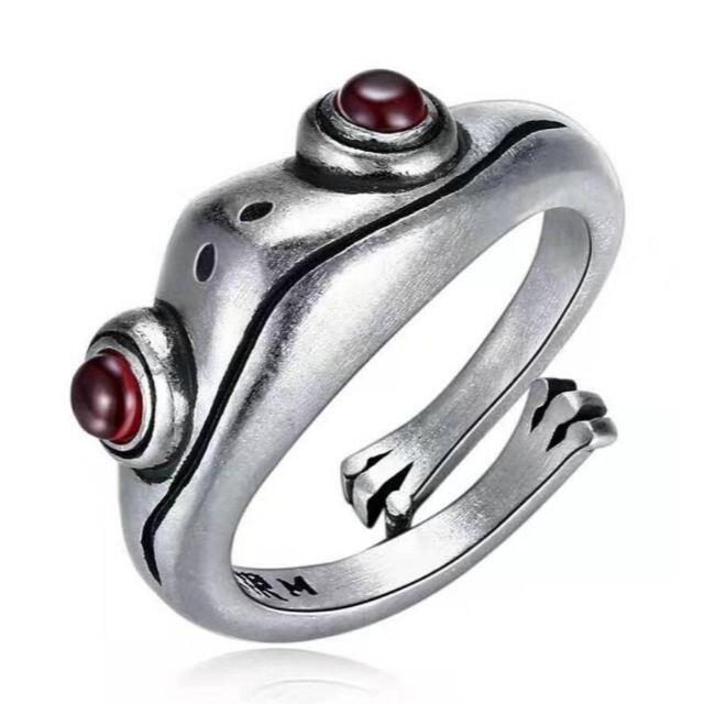 赤目 カエル 蛙 指輪 シルバー リング フリーサイズ 調整可能 男女 兼用 メンズのアクセサリー(リング(指輪))の商品写真