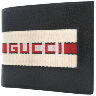 グッチ(Gucci)のグッチコンパクト財布 ストライプ コインウォレット 黒 40800072719(折り財布)