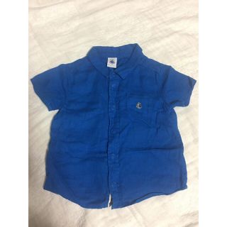 プチバトー(PETIT BATEAU)のプチバトー　リネンシャツブルー　18m/81cm(シャツ/カットソー)