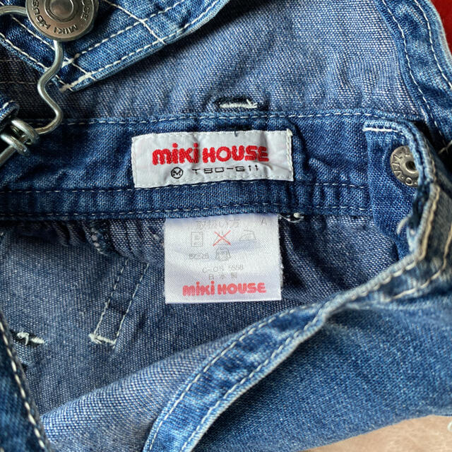 mikihouse(ミキハウス)のミキハウス　レトロ　デニムジャンパースカート　80 キッズ/ベビー/マタニティのベビー服(~85cm)(ワンピース)の商品写真