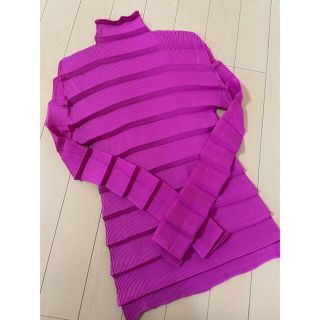 プリーツプリーズイッセイミヤケ(PLEATS PLEASE ISSEY MIYAKE)の【レアな美品】プリーツプリーズイッセイミヤケ　シフォン  ハイネック　トップス(カットソー(長袖/七分))