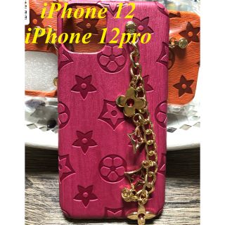 🍓iPhone12/ 12proケース　チェーン付き　ブランド感　レッド(iPhoneケース)