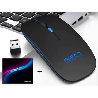 USB充電　ワイヤレスマウス　シルバー(PC周辺機器)
