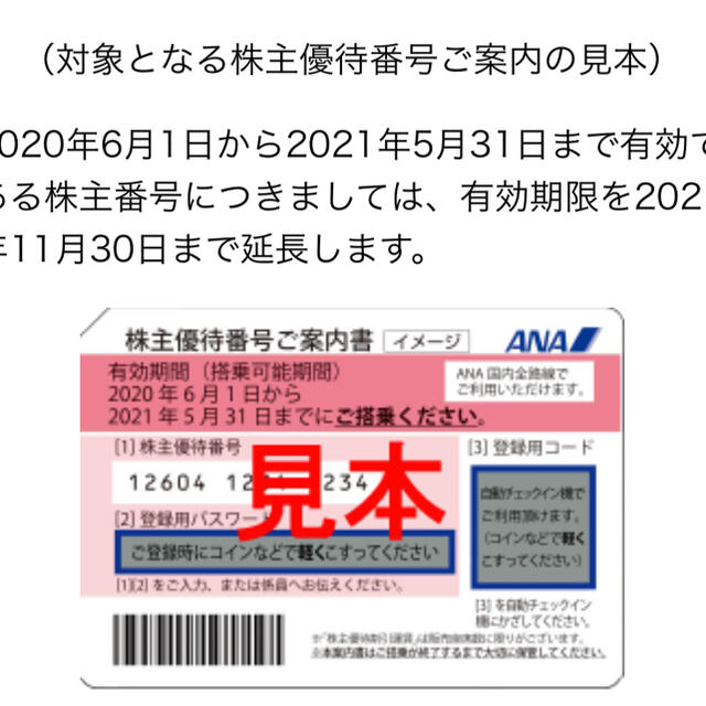 ANA(全日本空輸)(エーエヌエー(ゼンニッポンクウユ))のANA株主優待券★有効期間11月末まで延長 チケットの優待券/割引券(その他)の商品写真