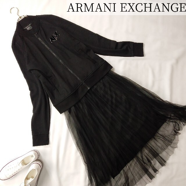 ARMANI EXCHANGE(アルマーニエクスチェンジ)のAX ARMANI EXCHANGE アルマーニエクスチェンジ ブルゾン 黒 M レディースのジャケット/アウター(ブルゾン)の商品写真