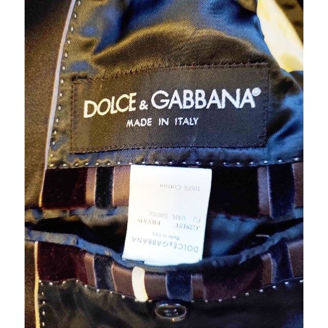 【新品未使用】DOLCE&GABBANA 高級ベルベットボーダージャケット 48