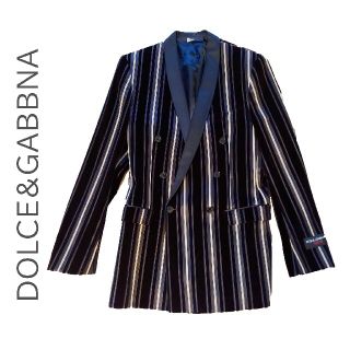 ドルチェアンドガッバーナ(DOLCE&GABBANA)の【新品未使用】DOLCE&GABBANA 高級ベルベットボーダージャケット 48(テーラードジャケット)