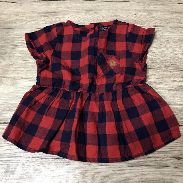 しまむら(シマムラ)のブロックチェック　トップス  キッズ/ベビー/マタニティのキッズ服女の子用(90cm~)(Tシャツ/カットソー)の商品写真