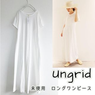 アングリッド(Ungrid)の210202【未使用】ハーフスリーブカットタックワンピース　ロングワンピース　白(ロングワンピース/マキシワンピース)