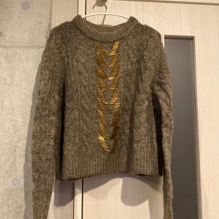 ザラ(ZARA)のZARA ビジューニット ブラウン ザラ セーター(ニット/セーター)