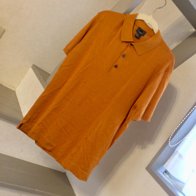 H&M(エイチアンドエム)の【H&M】ポロシャツ　シルク混　オレンジ メンズのトップス(ポロシャツ)の商品写真