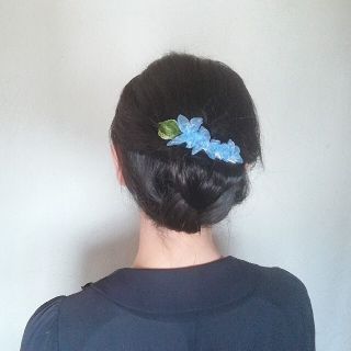 ワンコイン☆ラッピング無料☆紫陽花のヘアクリップ バレッタ リボンフラワー(ヘアアクセサリー)