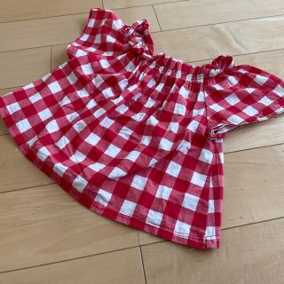 ザラキッズ(ZARA KIDS)のZARA KIDS チェックギャザー襟カットソー116(Tシャツ/カットソー)