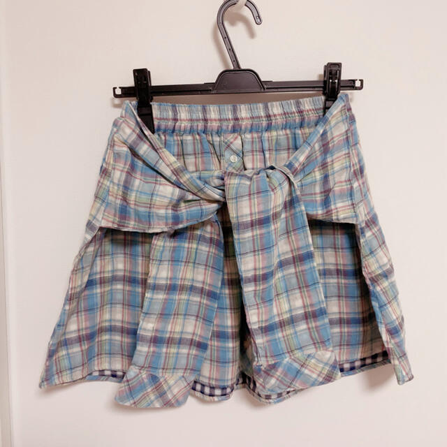 SABUROKU(サブロク)のSABUROKU スカート　チェック　水色　白 レディースのスカート(ひざ丈スカート)の商品写真