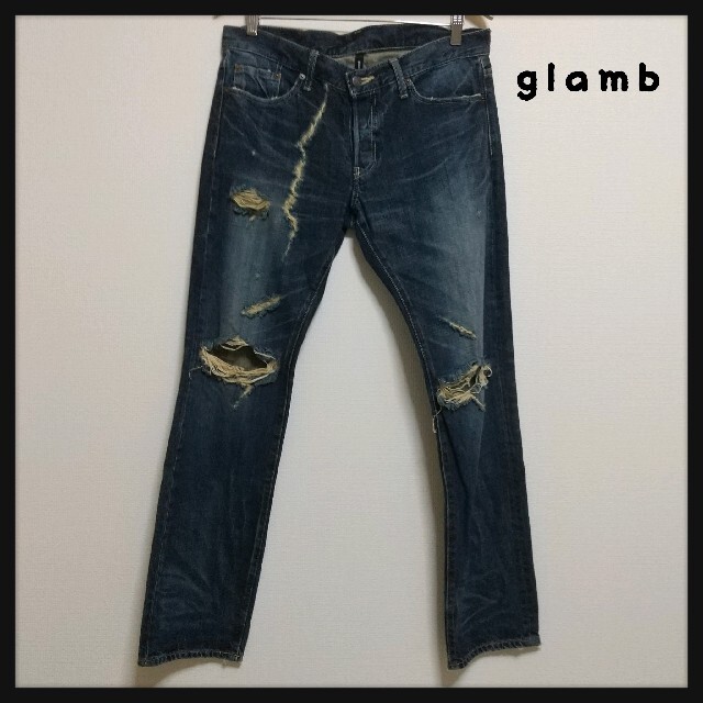 glamb(グラム)の【レア】glamb デニム パンツ ダメージ加工 クラッシュ  金子ノブアキ メンズのパンツ(デニム/ジーンズ)の商品写真