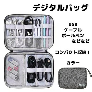 【売りつくしSALE！】ポリエステル300D ケーブル デジタルバッグ グレー(トラベルバッグ/スーツケース)