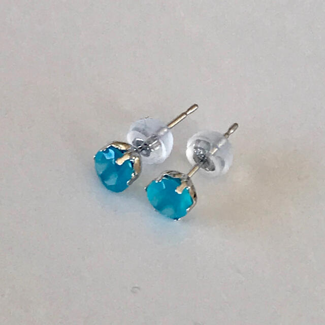 プラチナピアス シーブルーカルセドニー ピアス pt900 ピアス 3