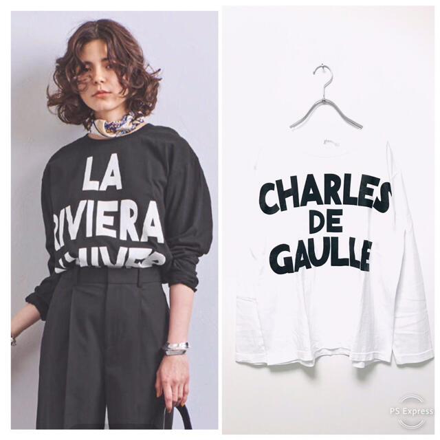 L'Appartement DEUXIEME CLASSE(アパルトモンドゥーズィエムクラス)の19ss エムズブラック Charles de Gaulle ロゴ ロンT レディースのトップス(Tシャツ(長袖/七分))の商品写真