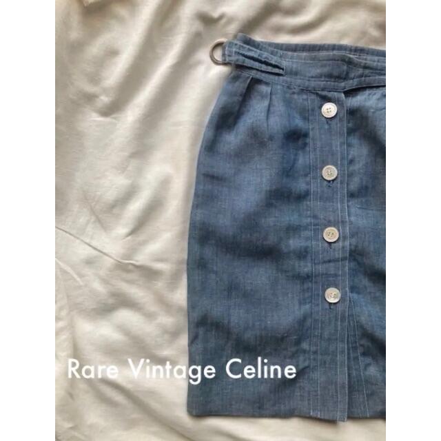 Rare Vintage Celine Linen Skirt レディースのスカート(ひざ丈スカート)の商品写真