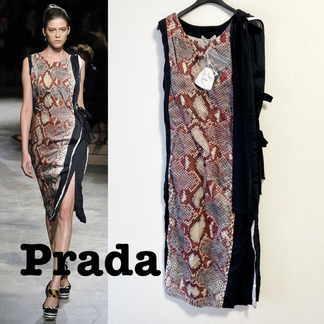 SS.col□Prada/プラダ ワンピース・ドレス_美品 スネーク/シワ加工