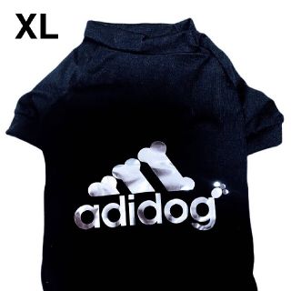 ☆新品☆アディドッグTシャツXLサイズ新作黒シルバー犬服春夏用ペット服人気(ペット服/アクセサリー)