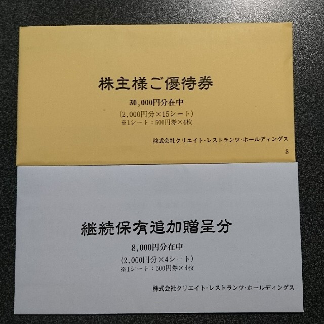 クリエイトレストランツ株主優待券38,000円分 - notariarosaliamejia.com