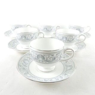 ウェッジウッド(WEDGWOOD)の美品　ウェッジウッド ドルフィンホワイト ティーカップ＆ソーサー 6客(グラス/カップ)