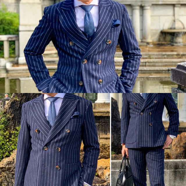 THE SUIT COMPANY(スーツカンパニー)の美品 SUIT SELECT コットンリネン6釦2掛けダブルジャケット メンズのジャケット/アウター(テーラードジャケット)の商品写真