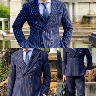 スーツカンパニー(THE SUIT COMPANY)の美品 SUIT SELECT コットンリネン6釦2掛けダブルジャケット(テーラードジャケット)