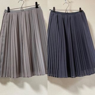 ユニクロ(UNIQLO)のユニクロ　シフォン　プリーツ　スカート　膝丈　２枚セット　通勤　シワなし　きれい(ひざ丈スカート)