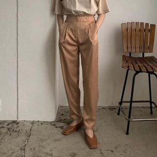 amiur high waist belt satin pants オレンジ(カジュアルパンツ)