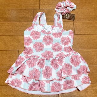 ビーデアール(B de R)の(新品未使用)BdeR 水着  ワンピース シュシュ付き 女の子水着 ピンク(水着)