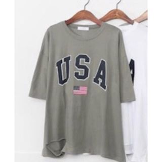 USA カーキTシャツ(Tシャツ(半袖/袖なし))