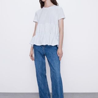 ザラ(ZARA)のZARAフリルTシャツ 白黒２枚セット(Tシャツ(半袖/袖なし))