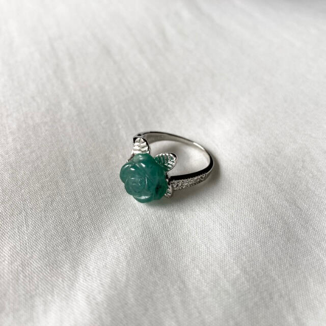 Grimoire(グリモワール)の୨୧ Vintage rétro Green Rose Silver Ring レディースのアクセサリー(リング(指輪))の商品写真