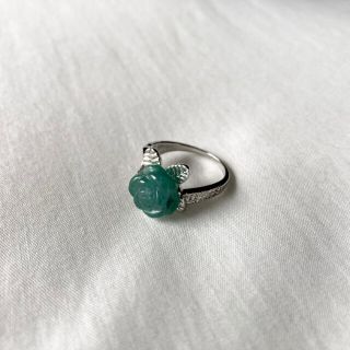 グリモワール(Grimoire)の୨୧ Vintage rétro Green Rose Silver Ring(リング(指輪))