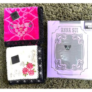 アナスイ(ANNA SUI)の【新品タグ付き】ブランドアナスイ　★大判ハンカチ2枚とタイツセット(ハンカチ)