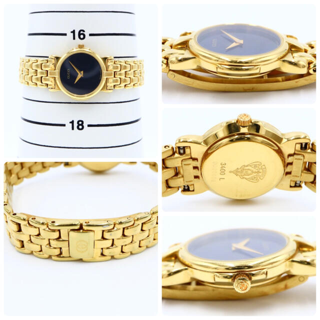 Gucci(グッチ)の電池新品【美品】グッチ 3400L ゴールド ブレス レディース 腕時計 付属品 レディースのファッション小物(腕時計)の商品写真