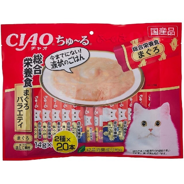 いなばペットフード(イナバペットフード)のちゅ~る40本入り 総合栄養食 まぐろバラエティ 猫用 14g×40本 その他のペット用品(猫)の商品写真