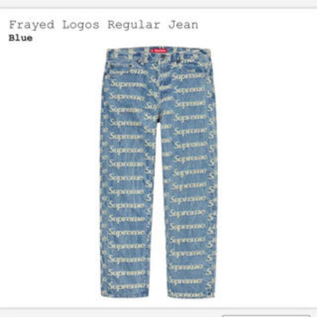 デニム/ジーンズsupreme Frayed Logos Regular Jean 34 ブルー