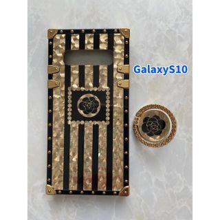 ギャラクシー(Galaxy)のオシャレなキラキラ　スマホケース リング付き Galaxy S9 ゴールド　金(Androidケース)