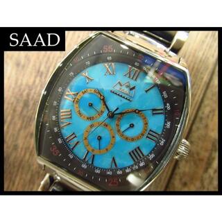 SAAD サード 天然石 ターコイズ 文字盤 クロノグラフ ビッグケース 腕時計