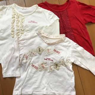 ピンクハウス(PINK HOUSE)のベビーピンクハウス　白　赤　長袖Ｔシャツ　カットソー　ロンT ３枚セット　年中物(Tシャツ/カットソー)