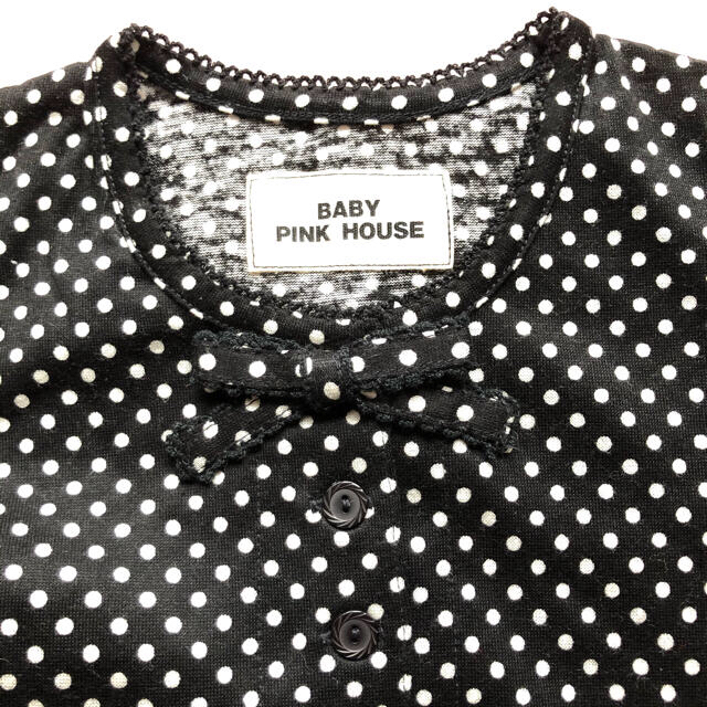 PINK HOUSE(ピンクハウス)のベビーピンクハウス ドットのワンピース 黒 90サイズ 未使用品 キッズ/ベビー/マタニティのキッズ服女の子用(90cm~)(ワンピース)の商品写真