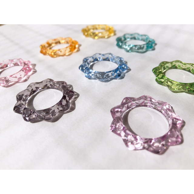 【新品送料無料❗️】なみなみ アクリルリング 指輪 アクセサリー ラベンダー 紫 レディースのアクセサリー(リング(指輪))の商品写真