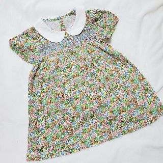 ザラキッズ(ZARA KIDS)のインポート　新品　白襟　フラワー　花柄　スモッキング刺繍　ワンピース　チュニック(ワンピース)