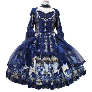 アンジェリックプリティー(Angelic Pretty)のCrystal Dream Carnival dressセット　紺　(ミディアムドレス)