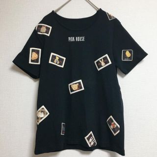 ピンクハウス(PINK HOUSE)のピンクハウス　Tシャツ　黒　刺繍　ワッペン　ベア　うさぎ(Tシャツ(半袖/袖なし))